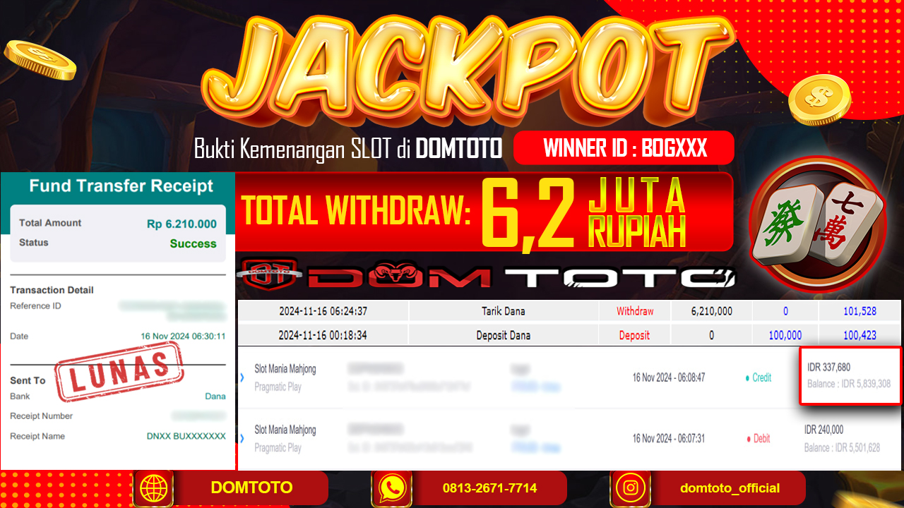 JACKPOT SLOT MANIA MAHJONG  16 NOVEMBER 2024